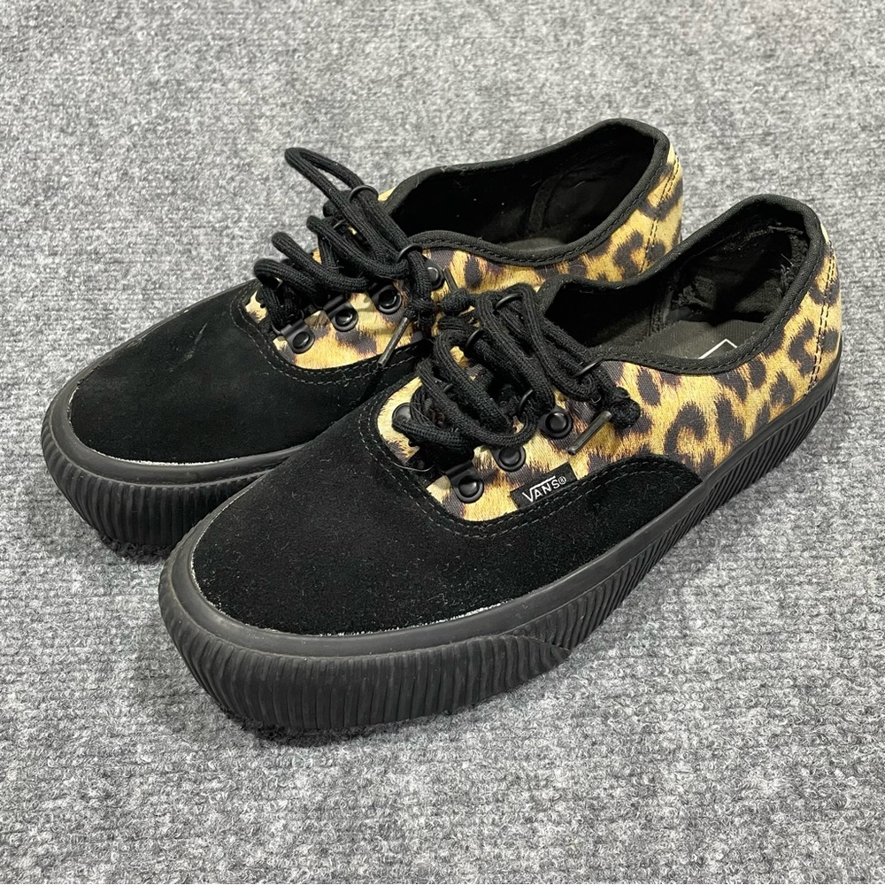 Vans Black & Leopard Print Platform Sneakers
